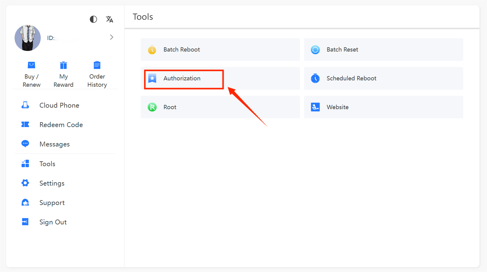 authorization, redfinger cloud phone